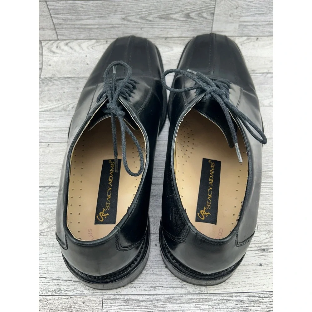Stacy Adams Mens Black‎ Leather Lace Up Oxford Dress Shoes Size 10M